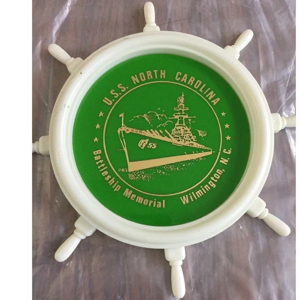 VTG‎ 1965–1980 USS North Carolina Coaster Set 6 Multicolor Nautical Coastal USA